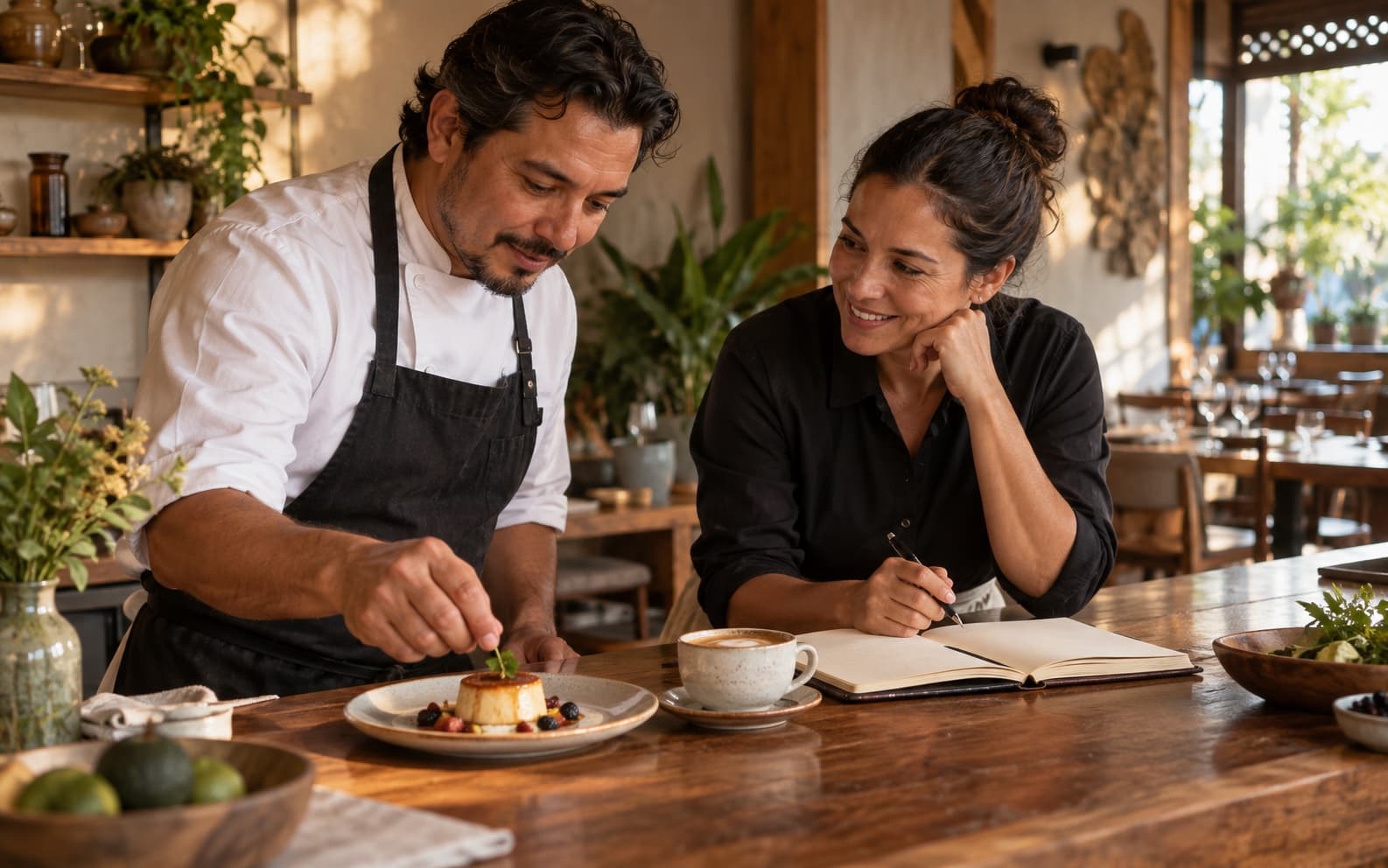 Equipo de restaurante prepara un postre como posible recompensa para sus clientes
