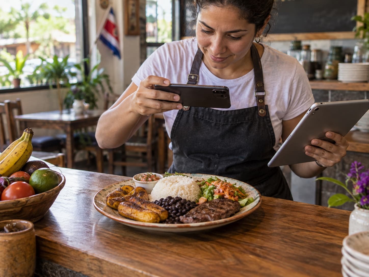 Ilustración de un plato fotografiado para agregarlo a la carta